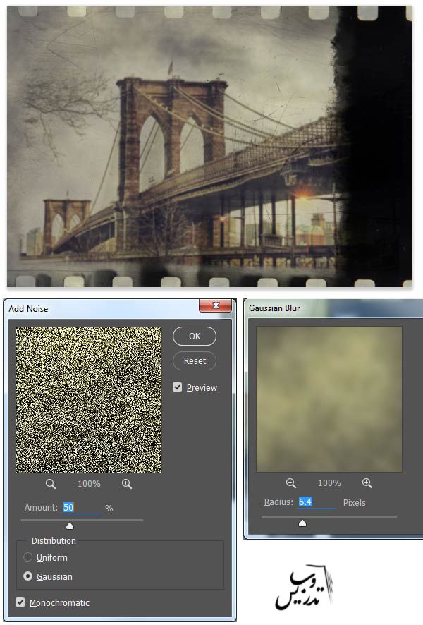 ایجاد افکت عکس قدیمی در فتوشاپ