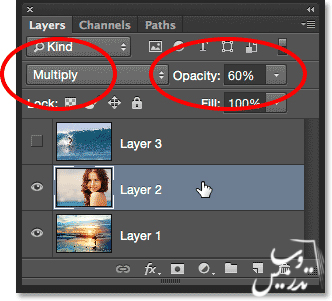 آموزش ترکیب لایه ها در فتوشاپ