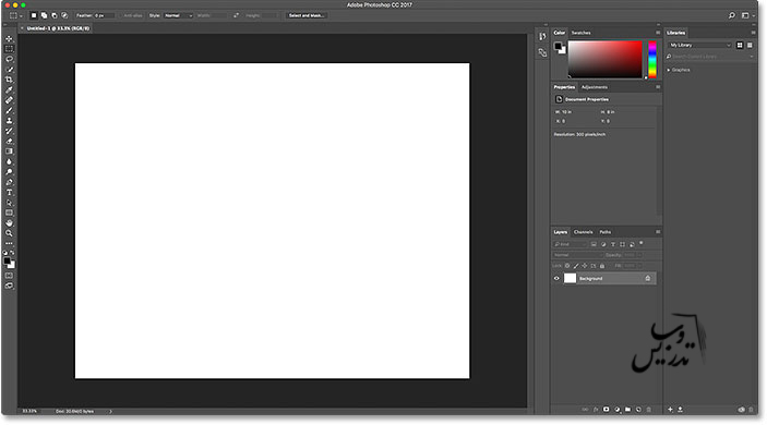 ایجاد یک سند جدید در فتوشاپ