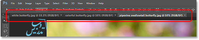 کار با تب ها و پنجره ها در فتوشاپ